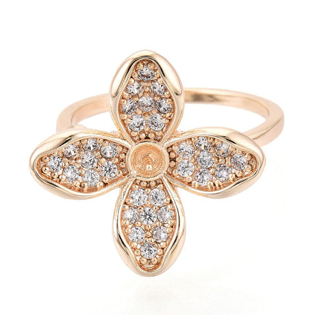 Fingerring Til Topboret Perle – 18K Forgyldt, Justerbar (16 - 19mm) - Uniq Perler - 115452