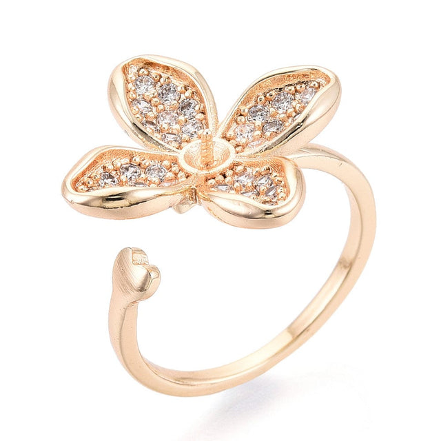 Fingerring Til Topboret Perle – 18K Forgyldt, Justerbar (16 - 19mm) - Uniq Perler - 115452