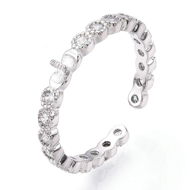 Fingerring Til Topboret Perle – 925 Sterling Sølv, Justerbar - Uniq Perler - 113952