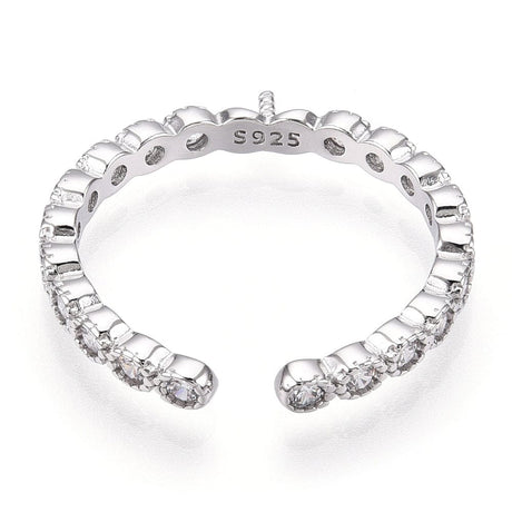 Fingerring Til Topboret Perle – 925 Sterling Sølv, Justerbar - Uniq Perler - 113952