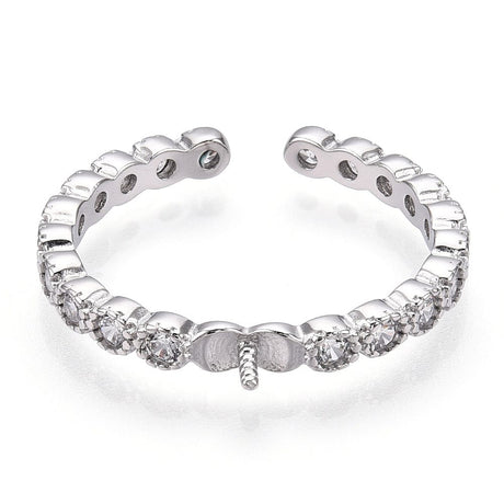 Fingerring Til Topboret Perle – 925 Sterling Sølv, Justerbar - Uniq Perler - 113952