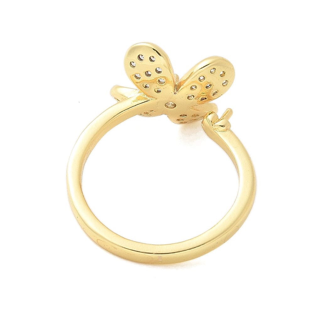 Fingerring Til Topboret Perle – Langtidsholdbar Forgyldt, Justerbar - Uniq Perler - 115036