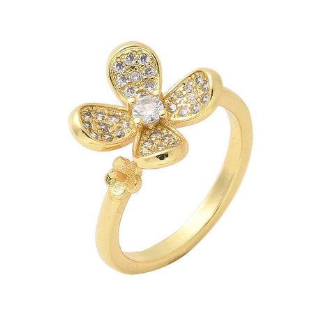 Fingerring Til Topboret Perle – Langtidsholdbar Forgyldt, Justerbar - Uniq Perler - 115036