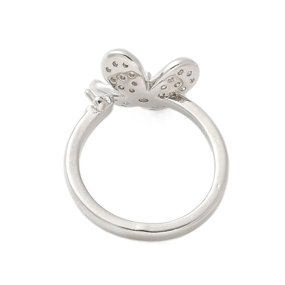 Fingerring Til Topboret Perle – Langtidsholdbar Platin Farvet, Justerbar - Uniq Perler - 115035