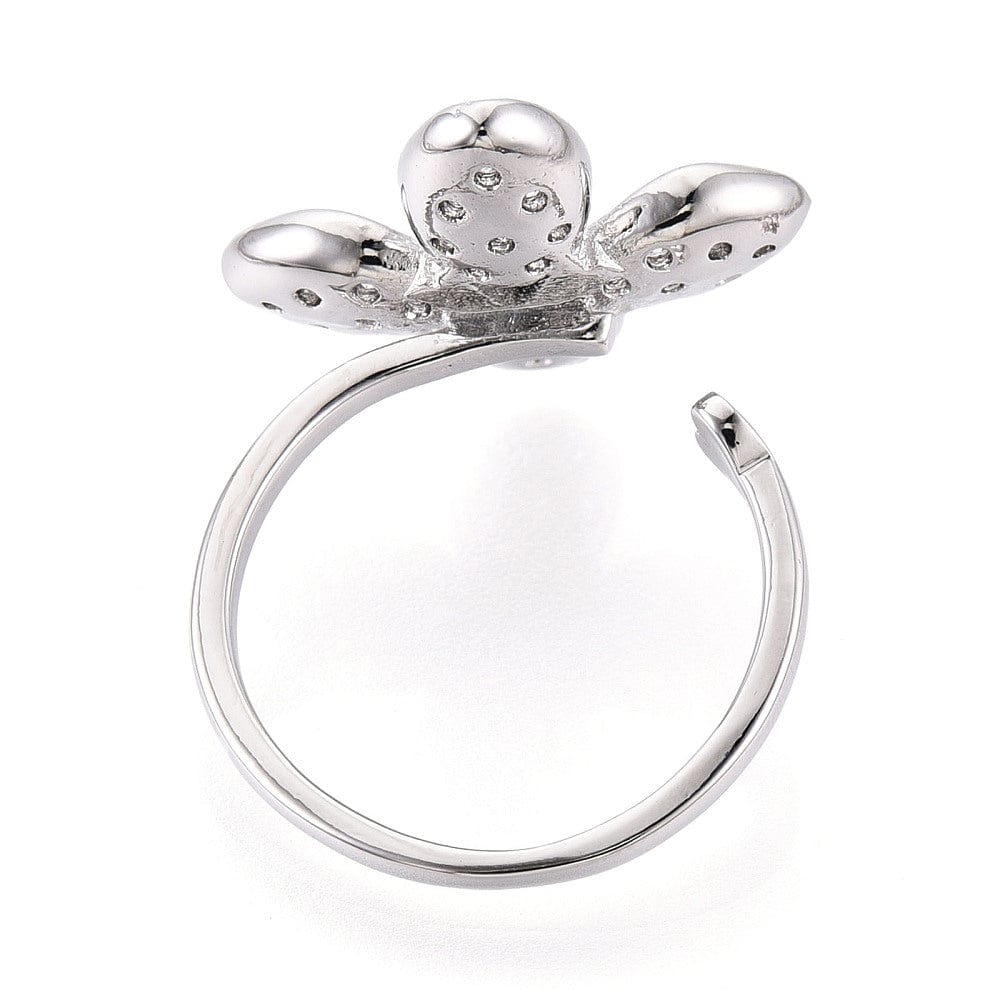 Fingerring Til Topboret Perle – Platin Farvet, Justerbar (16 - 19mm) - Uniq Perler - 115450