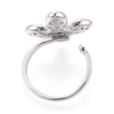 Fingerring Til Topboret Perle – Platin Farvet, Justerbar (16 - 19mm) - Uniq Perler - 115450