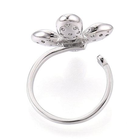 Fingerring Til Topboret Perle – Platin Farvet, Justerbar (16 - 19mm) - Uniq Perler - 115450