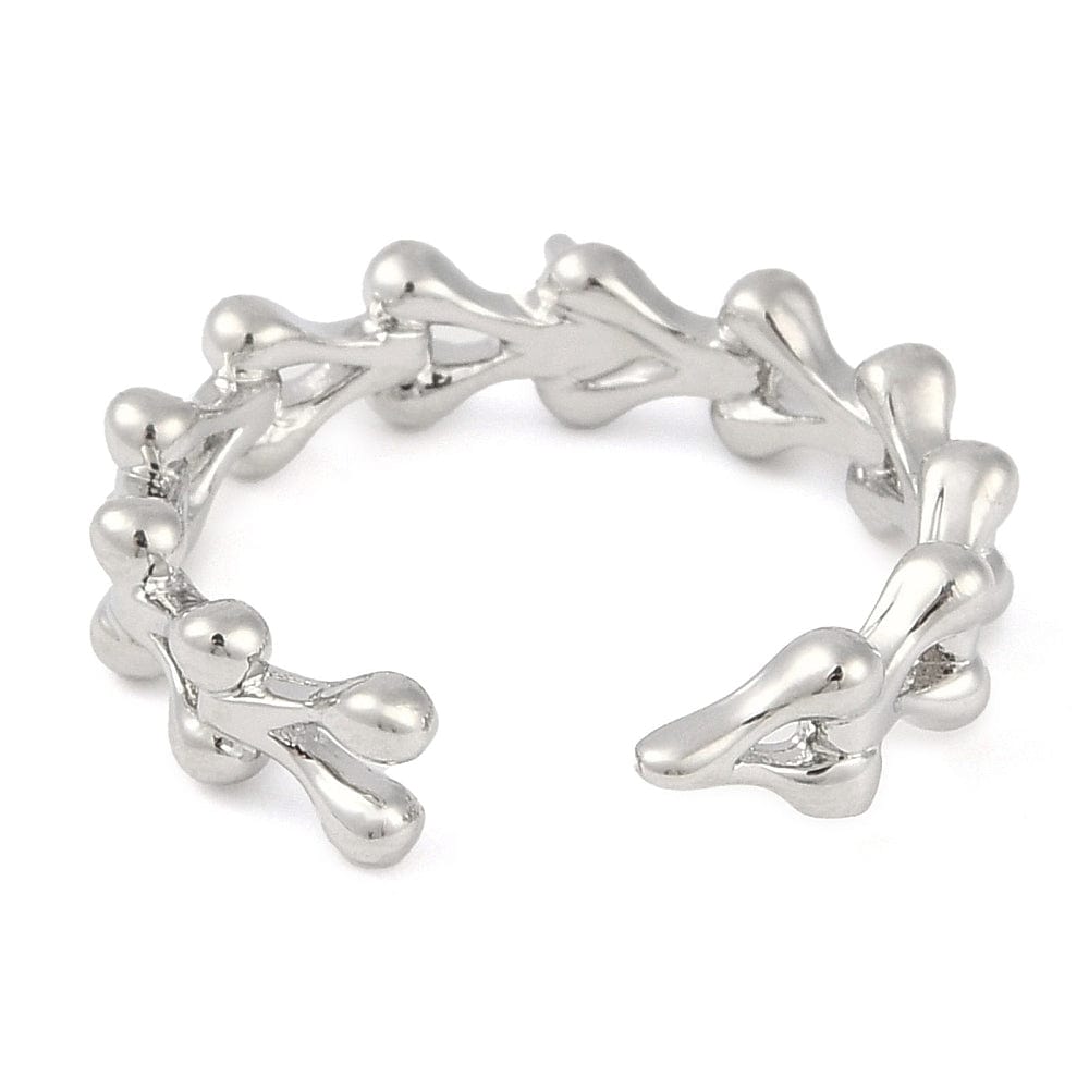 Fingerring Til Topboret Perle – Platiniumfarvet Messing, Justerbar (18mm) - Uniq Perler - 113381