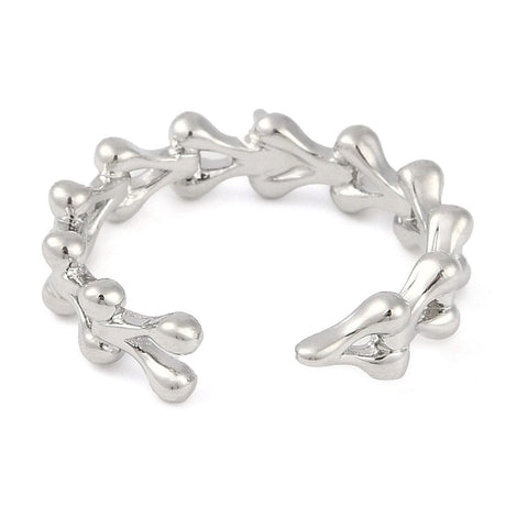 Fingerring Til Topboret Perle – Platiniumfarvet Messing, Justerbar (18mm) - Uniq Perler - 113381