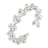 Fingerring Til Topboret Perle – Platiniumfarvet Messing, Justerbar (18mm) - Uniq Perler - 113381