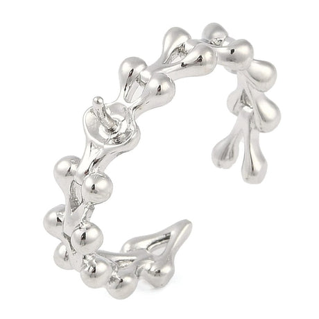 Fingerring Til Topboret Perle – Platiniumfarvet Messing, Justerbar (18mm) - Uniq Perler - 113381