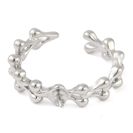 Fingerring Til Topboret Perle – Platiniumfarvet Messing, Justerbar (18mm) - Uniq Perler - 113381