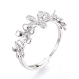 Fingerring Til Topboret Perler – Platin Farvet, Justerbar (17 - 20mm) - Uniq Perler - 115932