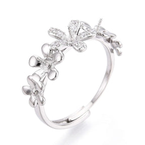 Fingerring Til Topboret Perler – Platin Farvet, Justerbar (17 - 20mm) - Uniq Perler - 115932