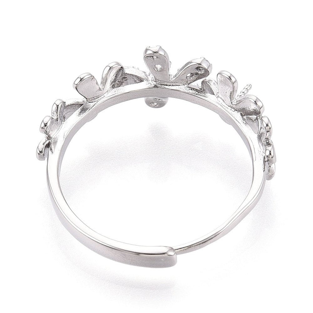 Fingerring Til Topboret Perler – Platin Farvet, Justerbar (17 - 20mm) - Uniq Perler - 115932