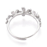 Fingerring Til Topboret Perler – Platin Farvet, Justerbar (17 - 20mm) - Uniq Perler - 115932