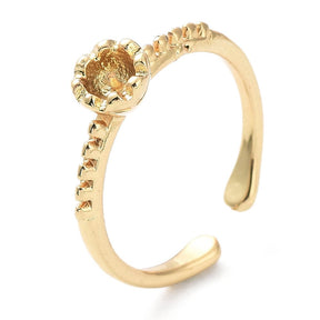 Finger ring für Topfbohrung/Anbohrperle – Vergoldet, verstellbar (17mm) - Uniq Perler - 112735