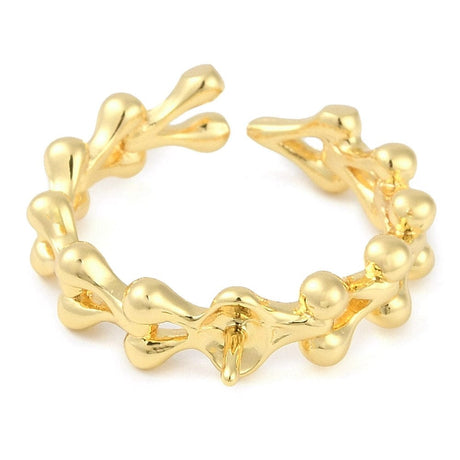 Fingerring Til Topboret/Anboret Perle – Forgyldt, Justerbar (18mm) - Uniq Perler - 113380