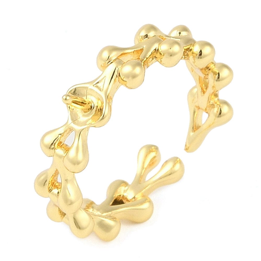 Fingerring Til Topboret/Anboret Perle – Forgyldt, Justerbar (18mm) - Uniq Perler - 113380