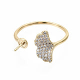 Fingerring Til Topboret/Anboret Perle, Forgyldt, Justerbar - Uniq Perler - 111989