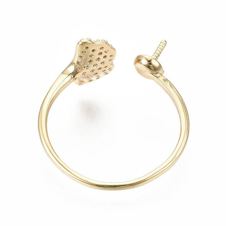 Fingerring Til Topboret/Anboret Perle, Forgyldt, Justerbar - Uniq Perler - 111989