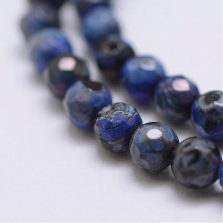 Fire Agat – Blå, Facetteret (4mm) - Uniq Perler - 016137