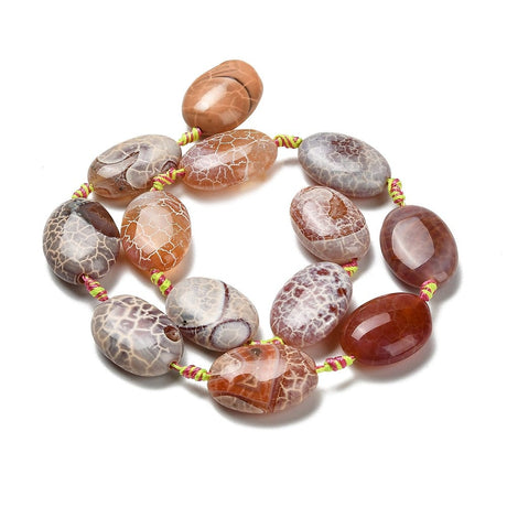 Fire Agat – Oval, Brun (16 - 18x22 - 25mm) - Uniq Perler - 116107