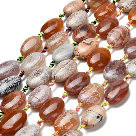 Fire Agat – Oval, Brun (16 - 18x22 - 25mm) - Uniq Perler - 116107