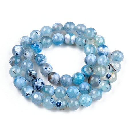 Fire Agat Perler – Blå, Facetteret (8mm) - Uniq Perler - 112737