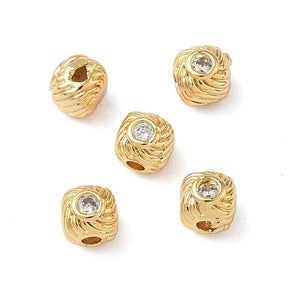 Square Beads – Micro zirconia stones - 18K Gold plated (4mm, 4 pcs) - Uniq Perler - 