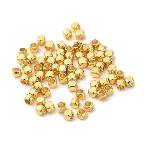 Quadratische Würfelperlen, 18K langlebige Vergoldung, 2x2x2mm, 25 Stk. - Uniq Perler - 111990