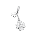 Firkløver Vedhæng med Zirkonia – Langtidsholdbar Sølvbelagt (35mm) - Uniq Perler - 120248