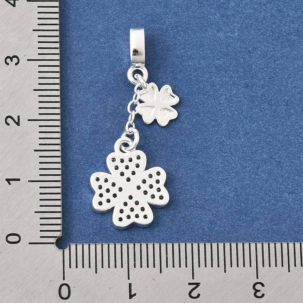 Firkløver Vedhæng med Zirkonia – Langtidsholdbar Sølvbelagt (35mm) - Uniq Perler - 120248