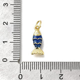 Fisk Vedhæng Med Rhinsten – Mørkeblå Emalje, Messing (15x6,5x3mm) - Uniq Perler - 120980