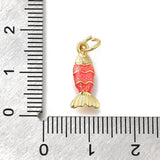 Fisk Vedhæng Med Rhinsten – Rød Emalje, Messing (15x6,5x3mm) - Uniq Perler - 120978