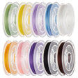 Flad Elastiksnor Til Armbånd – Farve Mix (0,8mm, 10 ruller) - Uniq Perler - 123525