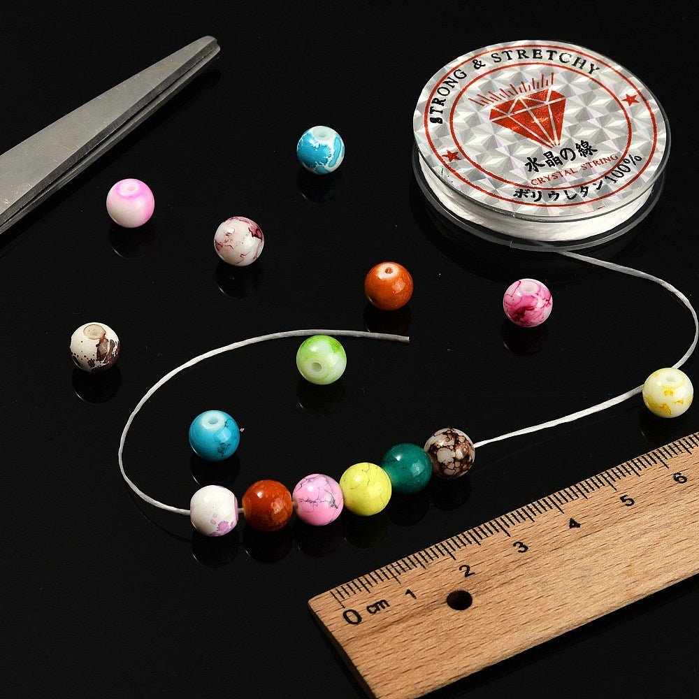 Flad Elastiktråd – Hvid (0,8mm) 10m - Uniq Perler - 