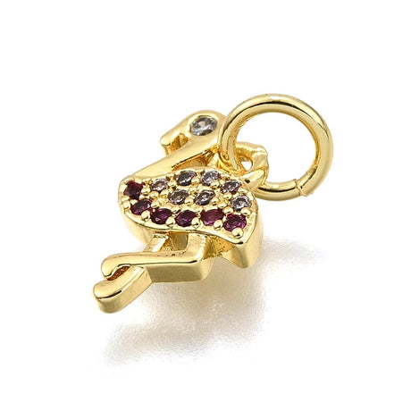 Flamingo Vedhæng Med Zirkonia Sten, 18K Langtidsholdbar Forgyldt, 7,5x11,5mm - Uniq Perler - 114766