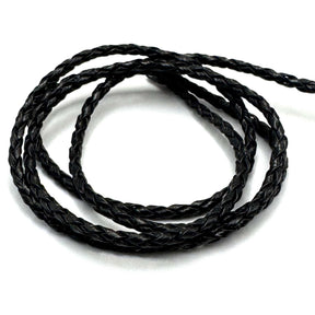Flettet, Sort lædersnort i god kvalitet, 2,7 mm i dia.(1 meter.) - Uniq Perler - 756755