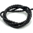 Flettet, Sort lædersnort i god kvalitet, 3,5 mm i dia. (1 meter.) - Uniq Perler - 121212