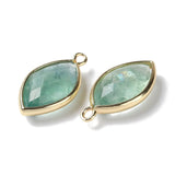 Flourit Vedhæng Med Forgyldt Kant, (12x22mm) - Uniq Perler - 184965