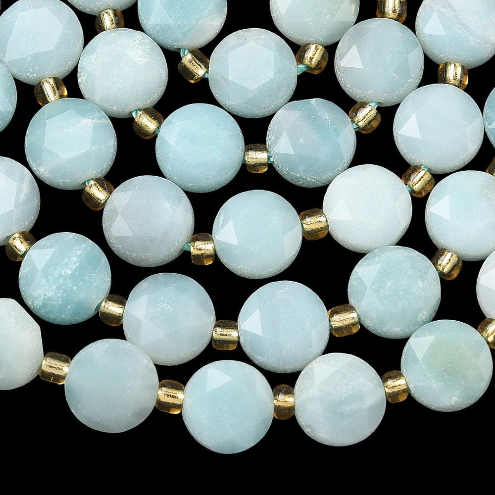 Flower Amazonit Perler – Facetteret Sekskantet Flad Rund (8–8,5mm) - Uniq Perler - 117286