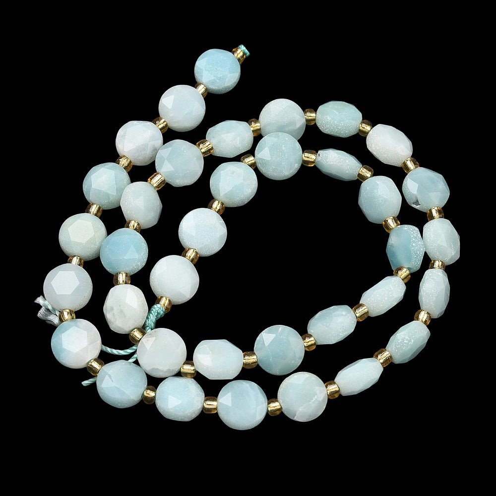 Flower Amazonit Perler – Facetteret Sekskantet Flad Rund (8–8,5mm) - Uniq Perler - 117286