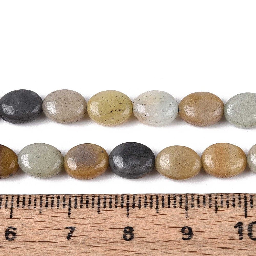 Flower Amazonit Perler – Flad Oval (8x6mm) - Uniq Perler - 115786