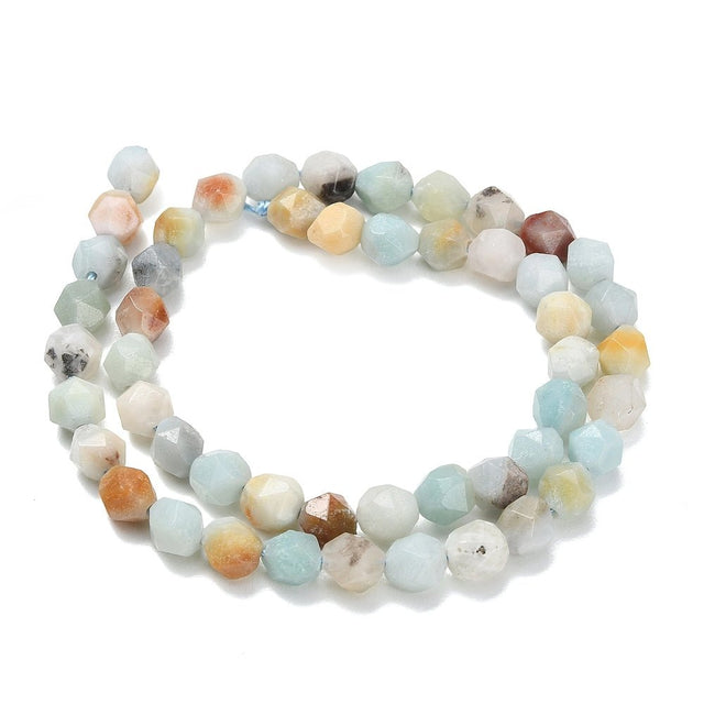 Flower Amazonit Perler –Star Cut - facetteret (6.5–8.5mm) - Uniq Perler - 117588