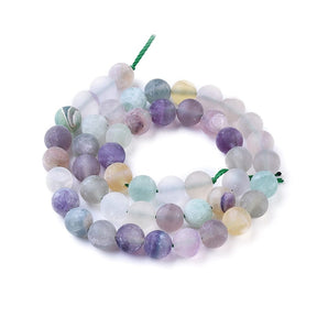 Fluorite – Color Mix, Frosted/Matte (8mm) - Uniq Perler - 112998