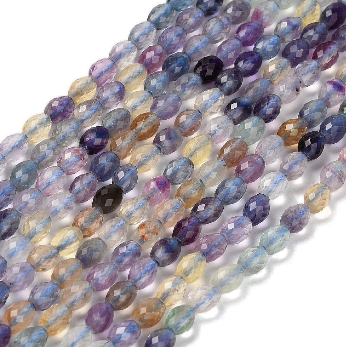 Fluorit Perler – Facetterede Rice (5,5x4mm) - Uniq Perler - 119272
