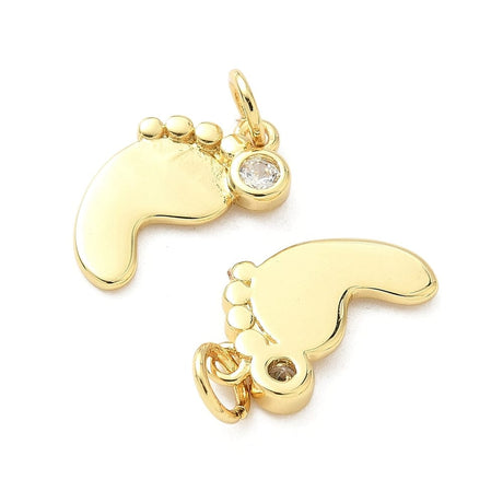 Fod Vedhæng Med Zirkonia – 18K Langtidsholdbar Forgyldt (16x10,5mm) - Uniq Perler - 115711