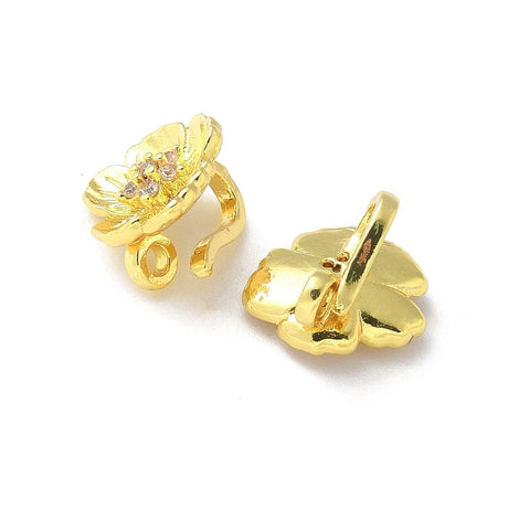 Fold Over Blomster Lås, 18K Forgyldt, 10x11mm - Uniq Perler - 114129