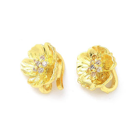 Fold Over Flowers Clasp, 18K Gold-plated, 10x11mm - Uniq Perler - 114129